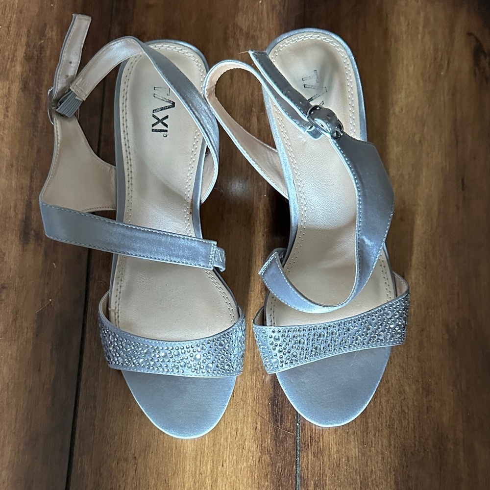 Taxi Silver Women's Sandals with Rhinestone Accents